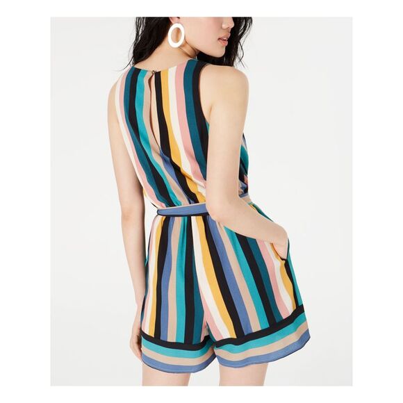NWT SPEECHLESS Womens Beige Striped Sleeveless V Neck Romper Size: XS - Picture 2 of 5